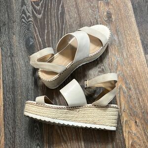 Corkys Cream Espadrilles with Wedge Heel and Foot & Ankle Straps